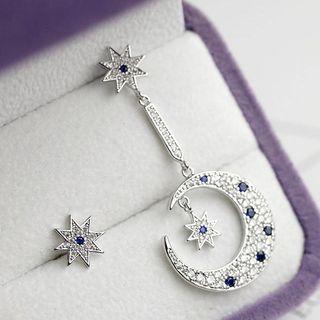 Rhinestone Moon Drop Earring