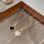 Heart Necklace Xl1473 - Gold & Black & White - One Size