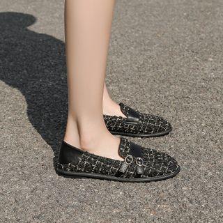 Paneled Tweed Loafers