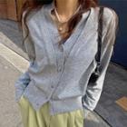 V-neck Layered-trim Cardigan