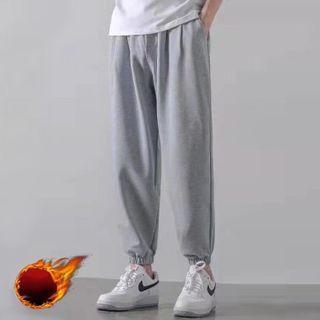 Drawstring Plain Applique Sweatpants