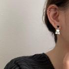 Heart & Bear Sterling Silver Asymmetrical Dangle Earring 1 Pair - Silver & Black - One Size