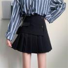 Pleated Irregular Mini A-line Skirt
