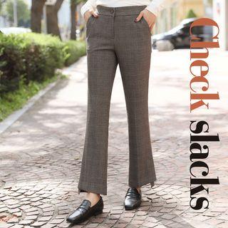 Boot-cut Glen Plaid Dress Pants