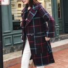 Notch-lapel Buttoned Plaid Coat