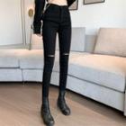 High-waist Distressed Skinny Fit Jeans