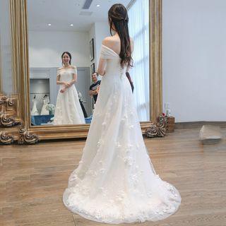 Off Shoulder A-line Wedding Gown