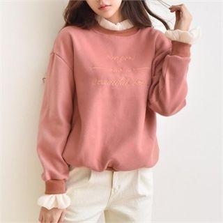 Ruffle-trim Lettering Sweatshirt