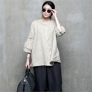 Round-neck Drop-shoulder Blouse