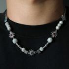 Beaded Sun Necklace 1 Pc - Silver - One Size