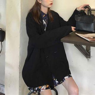 Plain Blazer / Long-sleeve Print Shirt Dress / Set
