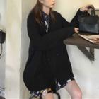 Plain Blazer / Long-sleeve Print Shirt Dress / Set