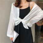 Long-sleeve Plain Shirt / Double Strap Plain Dress