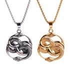 Double Snake Steel Pendant Necklace