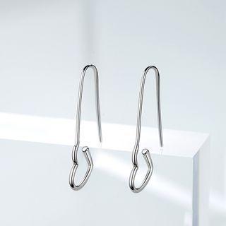 Heart Sterling Silver Dangle Earring Silver - One Size