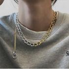 Two-tone Chunky Chain Necklace 1 Pc - Silver & Gold - One Size