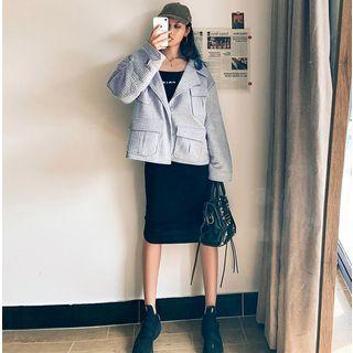 Loose-fit Lapel Jacket Gray - One Size