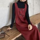 Mock-neck Knit Top / Double Breasted Jumper Dress / Set