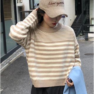 Button-detail Striped Sweater