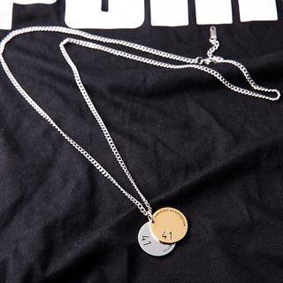 Stainless Steel Disc Pendant Necklace As Shown In Figure - One Size
