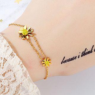 Stainless Steel Flower Layered Bracelet