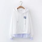 Striped Panel Hoodie White - One Size