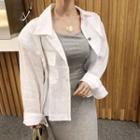 Lace-up Buttoned Jacket White - One Size
