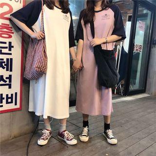 Raglan Elbow Sleeve Midi T-shirt Dress