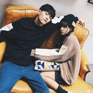 Couple Matching Mock-neck Heart Applique Sweatshirt