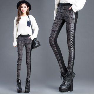 Plaid Faux-leather Pants