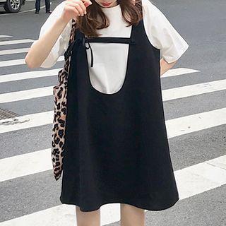 Plain Short-sleeve Top / Sleeveless A-line Dress