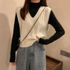 Long-sleeve T-shirt / Cable Knit Vest