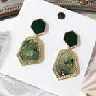 Rhinestone Drop Earring 1 Pair - Vintage Green - One Size
