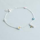 Flower & Bee Sterling Silver Bracelet Silver - One Size