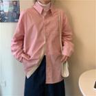 Plain Shirt Jacket Pink - One Size