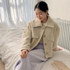 Collared Buttoned Boxy Jacket Cream - One Size