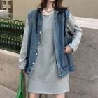 Long-sleeve Oversized T-shirt / Hooded Denim Vest