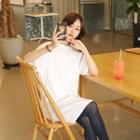 Pocket-front Textured T-shirt Dress