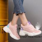 Sequined Back Lace-up Knit Athletic Sneakers