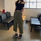 Cold Shoulder Short-sleeve T-shirt / Wide Leg Pants
