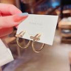 Cross Alloy Hoop Earring A085 - 1 Pair - Gold - One Size
