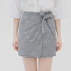 Tie-waist Gingham Mini Skirt