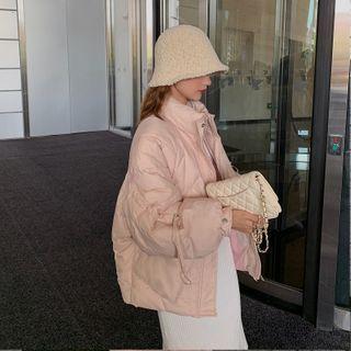 Mock-neck Plain Long-sleeve Coat