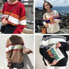 Color-block Striped Loose-fit Sweater