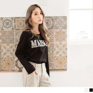 Leopard Letter Loose Long Sleeve T-shirt