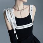 Set: Lettering Cropped Camisole Top + Arm Sleeves