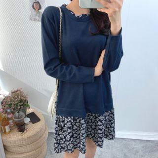 Tall Size Inset Floral-panel Midi Dress