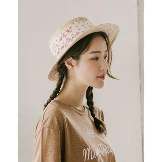 Pattern-trim Woven Rattan Sun Hat