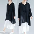 Set Of 2: V-neck Top + Midi Skirt Black & White - One Size