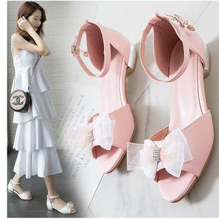 Low-heel Peep Toe Sandals